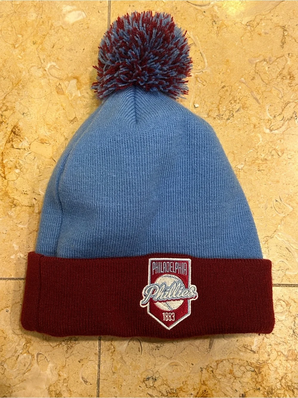 Phillies Baseball Beanie by New Era Like New Condition One Size Blue & Red